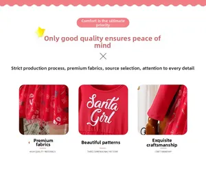 Details des Santa Girl Aufdrucks mit Schneeflocken auf dem roten Tüll-Weihnachtskleid
