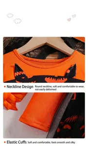 Détails du col rond et des poignets élastiques sur la robe d'Halloween pour bébé