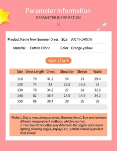 Tableau des tailles pour robe d'Halloween enfant orange avec motif de toile d'araignée