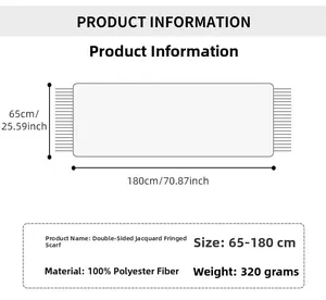 Diagramme de taille de l'écharpe jacquard à glands avec spécifications 65x180cm