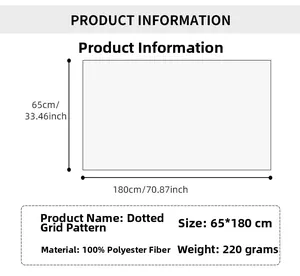 Size chart for the 180x65cm checkered scarf showing dimensions and 100% polyester fabric