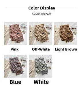 Classic plaid scarf collection in pink, beige, blue and brown with tassel edge details