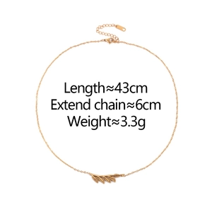Minimalist rose gold leaf pendant necklace with adjustable chain length measurements