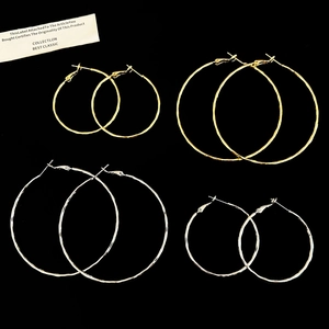Hammered Copper Large Hoop Earrings For Women Minimalist Geometric Round Circle Gold Silver Plated Fashion Jewelry