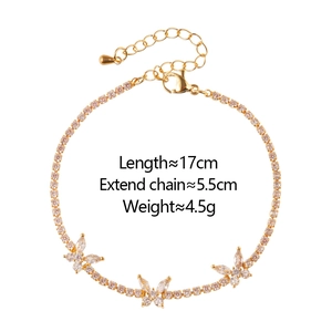 Elegant gold butterfly bracelet featuring sparkling cubic zirconia on a minimalist chain
