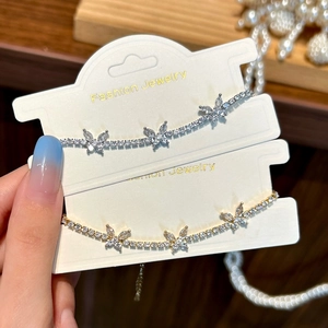Butterfly Tennis Bracelet Copper Cubic Zirconia Adjustable Chain Light Luxury Minimalist Fashion Jewelry For Women