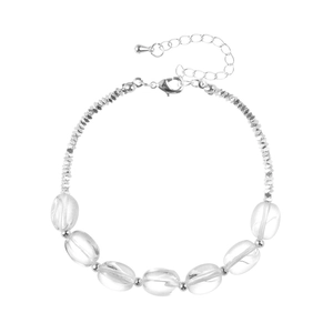 Elegant beaded coffee bean bracelet with transparent charms and adjustable chain