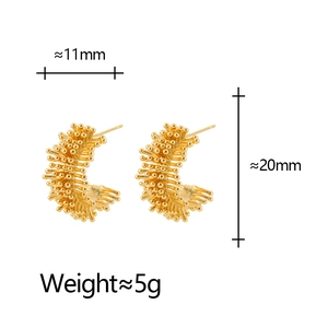 Boucles d'oreilles dorées en forme de C avec motif feu d'artifice, hauteur 20mm