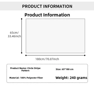Size chart for 65x180cm plaid scarf made of 100% polyester weighing 240g