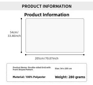 Detailed size chart for red plaid scarf showing 54x205cm dimensions and material specs