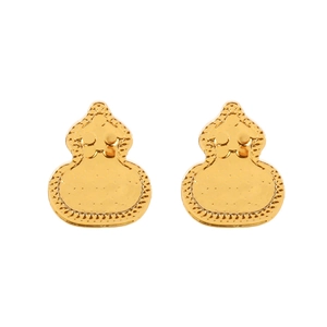 Elegant gold gourd stud earrings with vintage hammered texture in a minimalist design