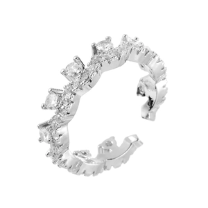Elegant adjustable silver crown ring featuring sparkling cubic zirconia for luxury style