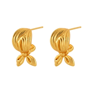 Boucles d'oreilles queue de poisson dorées avec finition brossée verticale chic