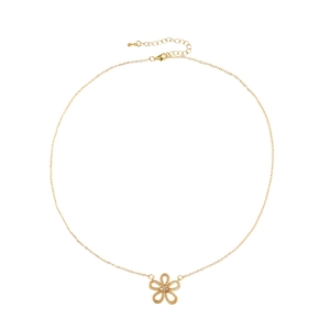 Elegante goldene Halskette mit hohlem Blumenanhänger und schimmernden Zirkonsteinen