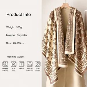 Thick paisley jacquard shawl 70x185cm 355g warm polyester wrap scarf for women