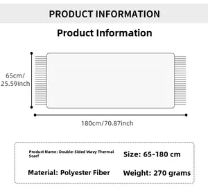 Specifiche tecniche della sciarpa double-face ondulata, misura 65x180cm e peso 270g