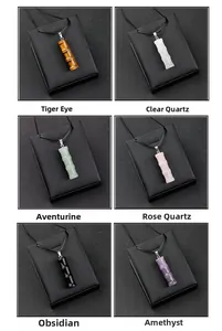 Plusieurs pendentifs en bambou en œil de tigre et améthyste naturels avec attaches