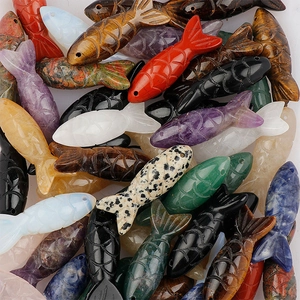 Assorted natural gemstone fish pendants carved from amethyst and tiger eye for DIY jewelry