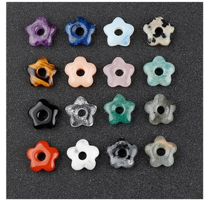 Detailed grid of star-shaped natural gemstone beads with hole for DIY jewelry making