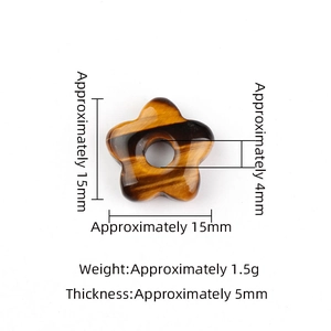 Tiger's eye stone flower bead with 15mm diameter for DIY jewelry making and crafts