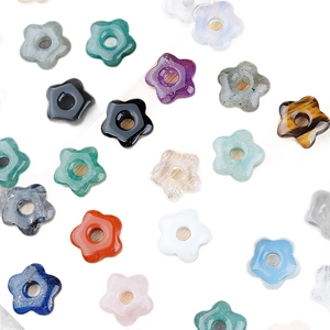 Five-petal flower shaped natural stone beads with center holes for DIY jewelry