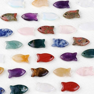 Handgesneden Natuursteen Hangers Visvorm Amethist Rozenkwarts Tijgeroog Dierlijke Bedels Voor DIY Sieraden Maken Accessoires