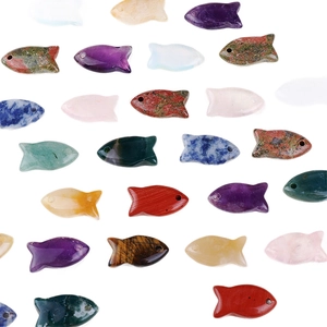 Visvormige amethist en natuursteen hangers voor DIY-sieraden in diverse kleuren