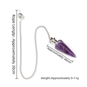 Amethyst Kristall Pendel Anhänger mit Silberkette für Yoga Meditation 20cm Kette