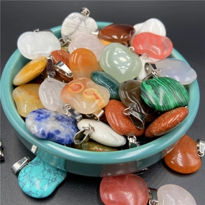 Natural Stone Apple Pendant Necklace Women Girls DIY Jewelry Making Gift Gemstone Crystal Agate Fruit Shaped Pendants Multicolor