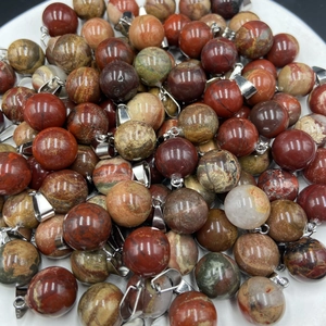 Ensemble de pendentifs ronds en pierre naturelle d'agate et de jaspe avec finitions polies