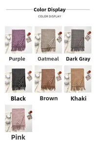 Détails des franges de l'écharpe à carreaux avec une palette de 7 couleurs élégantes