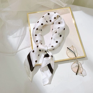 Élégant foulard en soie à pois blancs et rayures noires dans un cadre doré