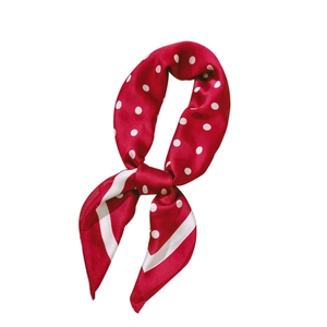 Foulard en soie rouge à pois blancs et rayures diagonales pour femmes élégantes