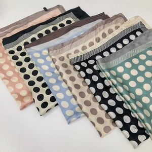 Silk-like square scarves set featuring classic polka dots and striped borders in seven colors