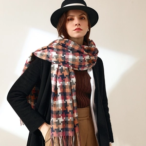 Écharpe Écossaise Hiver Mi-Longue à Franges Mode Streetwear Imitation Cachemire Chaude Écharpe pour Hommes Femmes