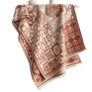 Luxurious cashmere-feel scarf with classical European check pattern and tassels