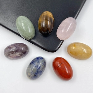 Polished natural 7 chakra crystal stones set including amethyst and tiger eye for yoga