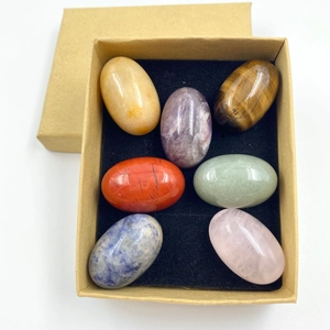 Polished Oval Chakra Stones Healing Crystals Amethyst Rose Quartz Tiger Eye Aventurine For Meditation Reiki Yoga Home Decor