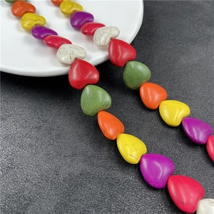 Mixed color heart-shaped turquoise stone beads for DIY jewelry making and bracelet crafts