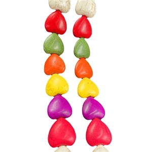 Colorful heart-shaped turquoise stone beads with natural texture for DIY jewelry making