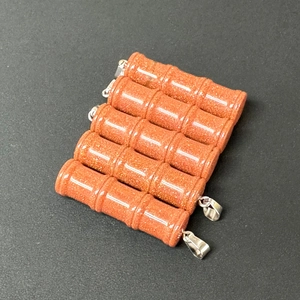 Geschnitzte Goldfluss-Bambusanhänger mit Silberverschlüssen für DIY-Schmucksets