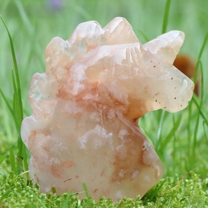 Scultura Testa Di Unicorno In Agata Fiore Di Ciliegio Naturale Cristallo Curativo Statuetta Animale Decorazione Da Scrivania Casa