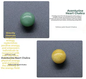 Polished Green Aventurine and Yellow Jade 16mm energy balls for chakra healing