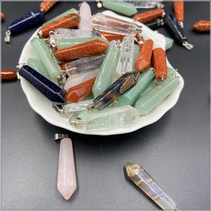 Polished hexagonal crystal pendants made of natural quartz and agate for DIY jewelry