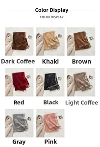 Cat pattern tassel scarf in eight color options including brown, gray, and pink