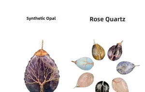 Pendentifs arbre de vie en fil de fer avec quartz rose et diverses pierres semi-précieuses