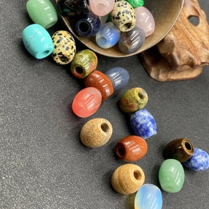 Assorted natural crystal and agate 16x18mm barrel beads for jewelry making