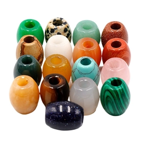 Natural crystal and agate drum beads set in multiple colors for DIY jewelry making