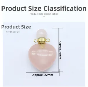 Größentabelle mit Höhe 33 mm und Breite 22 mm des Herzanhängers aus Rosenquarz