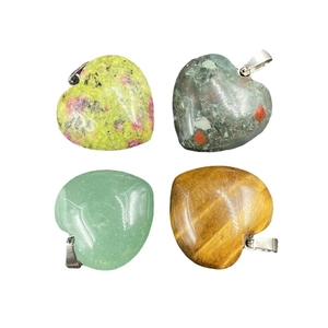 25mm hartvormige hangers van natuursteen met tijgeroog en groene aventurijn voor DIY